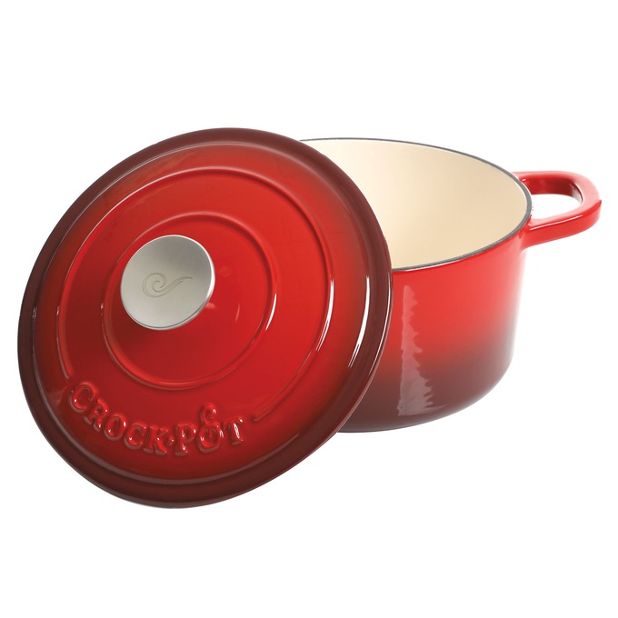Crock Pot Artisan 3-qt. Enameled Cast Iron Dutch Oven with Lid, Gradient Red, large