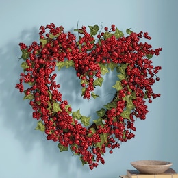 Raspberry and Ivy Heart Wreath, , large