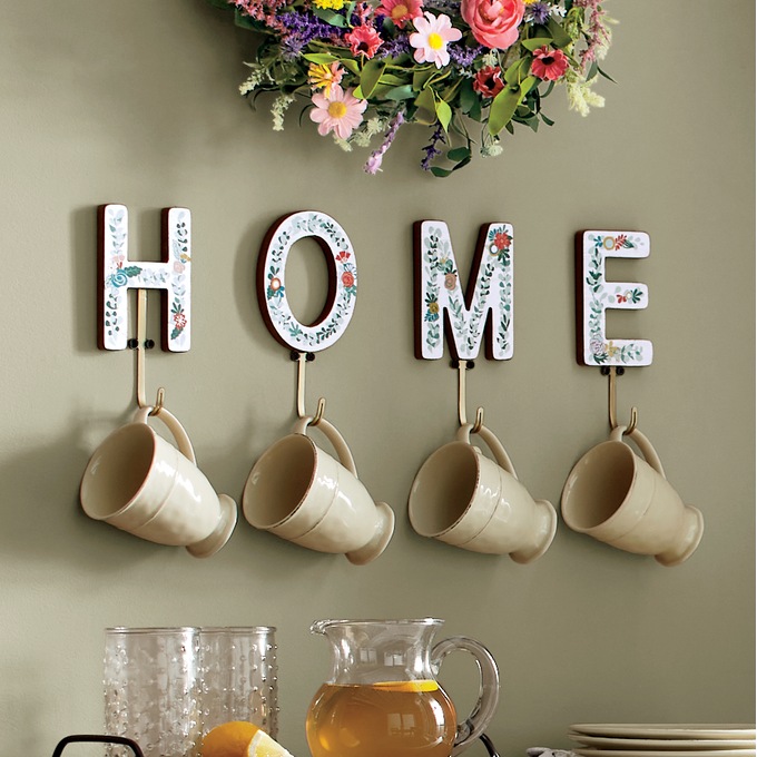 4 Piece Set Floral Home Letter Hooks