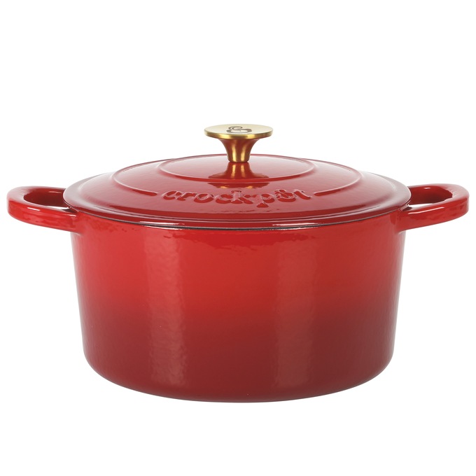 Crock Pot Artisan 6-qt. Enameled Cast Iron Dutch Oven with Lid, Gradient Red, large