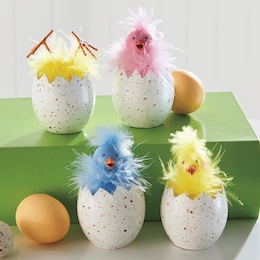 Set of 4 Fluffy Chicks in Eggs, , large