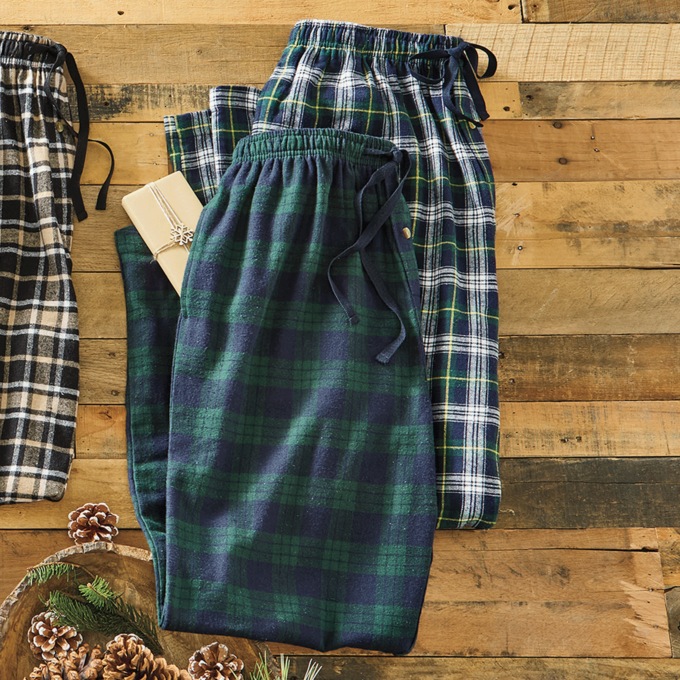 2-Pack Flannel PJ Pants, Navy Green, large