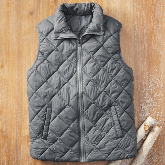 Men's Light Puffer Vest, Gray, large
