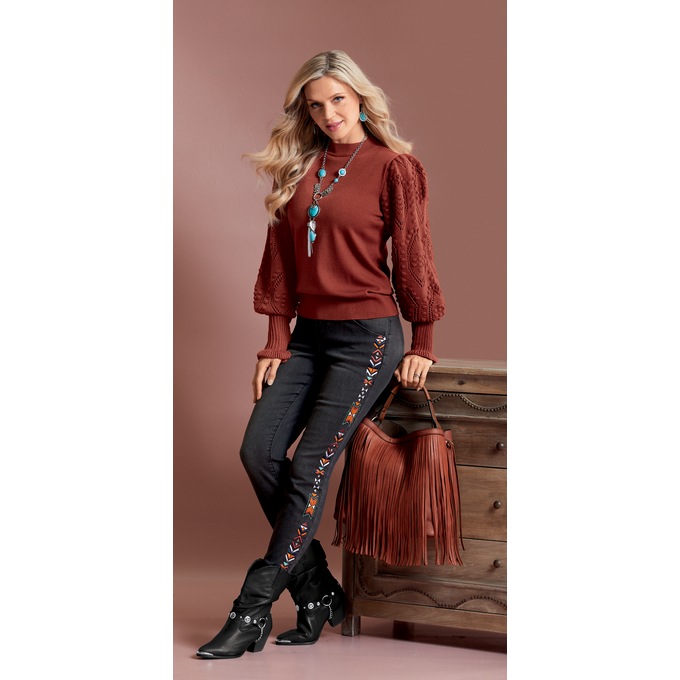 Nora Textured Sleeve Sweater, , large