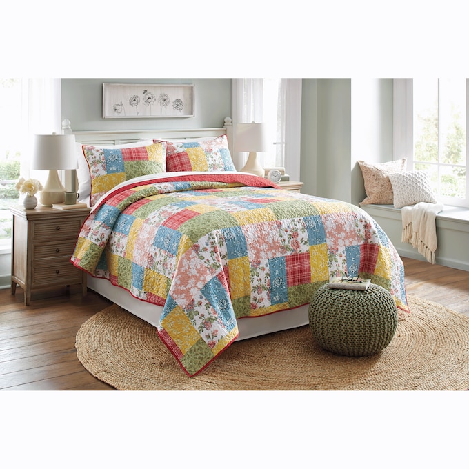Farmhouse Florals 3-Piece Quilt Set, , large