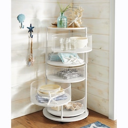 5-Basket Round Rolling Floor Organizer, , large