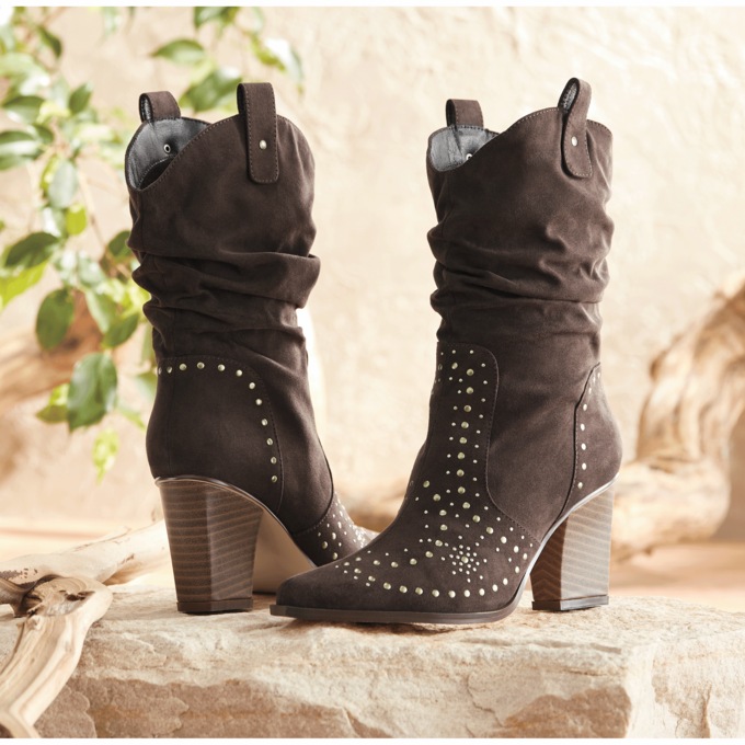 Midnight Velvet Studded Cowgirl Boot, , large