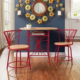 3-Piece Colorful Bistro Dining Set with Swivel Chairs, , large