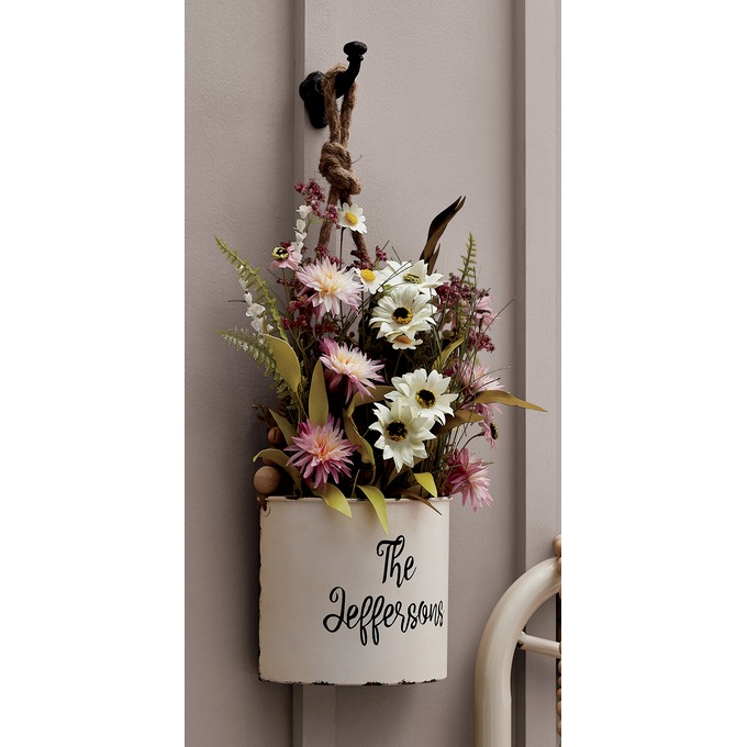 Distressed Hanging Planter with Spring Florals, , large