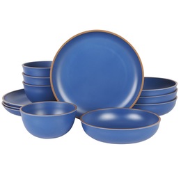 Gibson Home Rockabye 12-Piece Double Bowl Dinnerware Set, , large