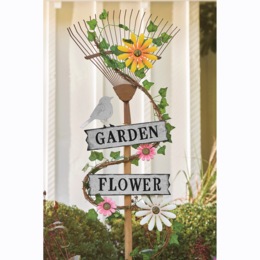 Metal Rake Yard Stake, , large