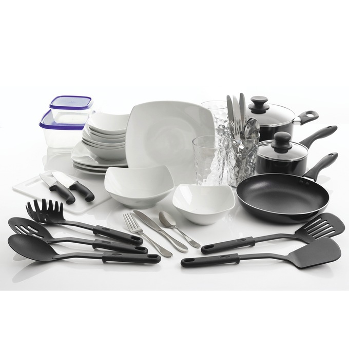 All U Need 45-Piece Combo Cookware & Dinnerware Set, , large