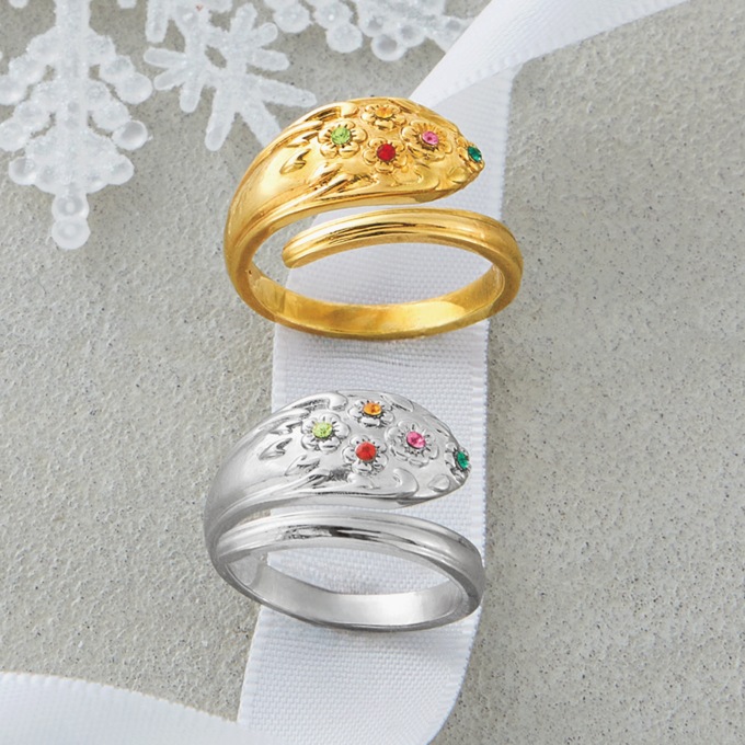 Birthstone Spoon Ring, , large