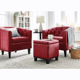 Avery Barrel Chair and Storage Ottoman, , large
