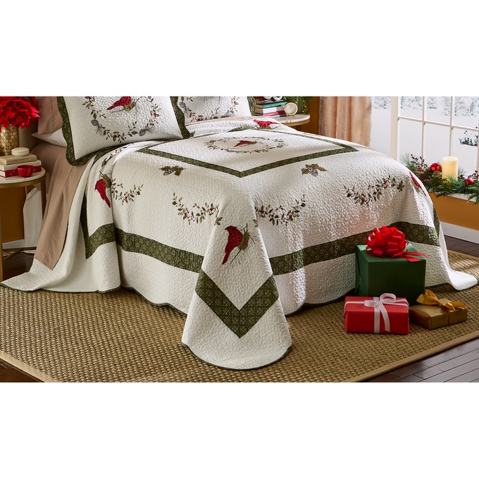 Cardinal Embroidered Bedspread, , large