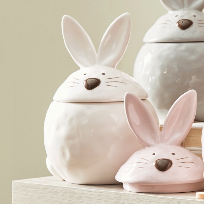 Bunny Shaped Ceramic Container, White, large