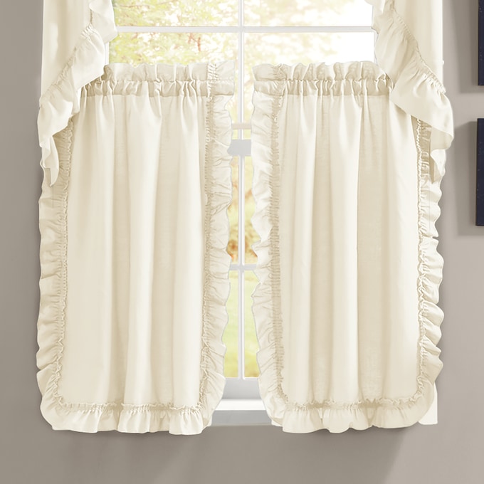 Mayfair Romantic Ruffled Semi-Sheer Cape Cod Tier Pair, , large