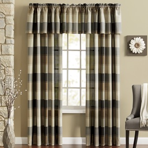 Plaid Rod Pocket Panel, Taupe, large
