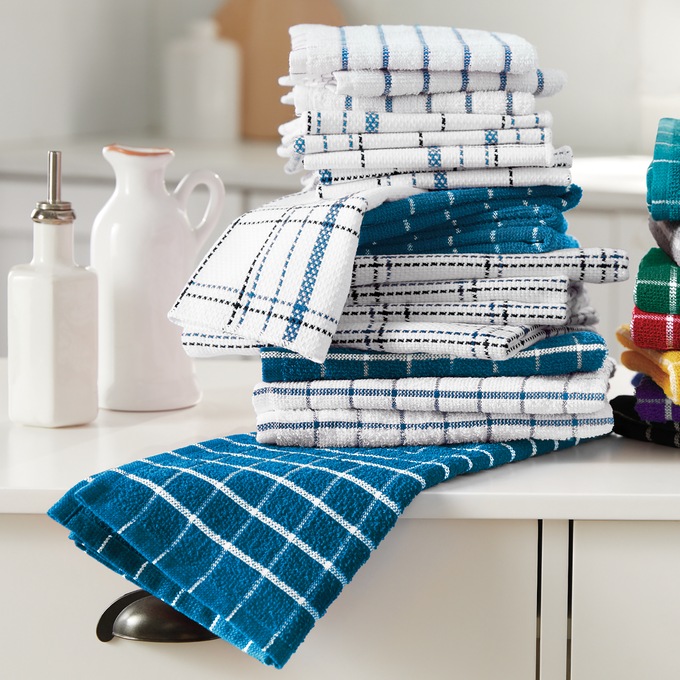 Color Connection 20-piece Kitchen Towel Set, Island Blue, large