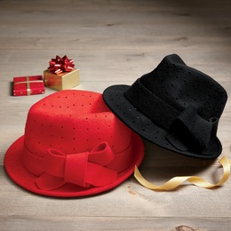 Perforated Bow Fedora, , large
