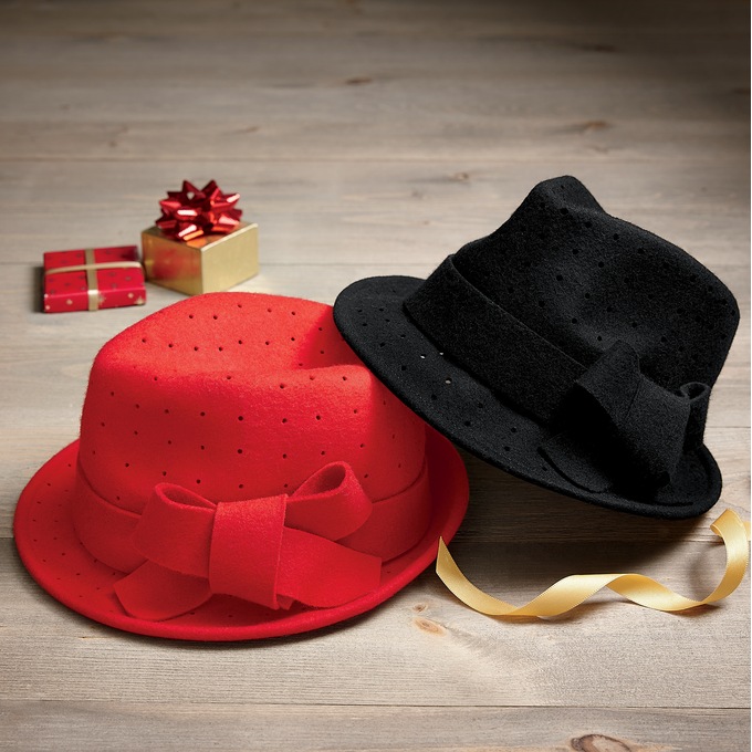 Perforated Bow Fedora, , large