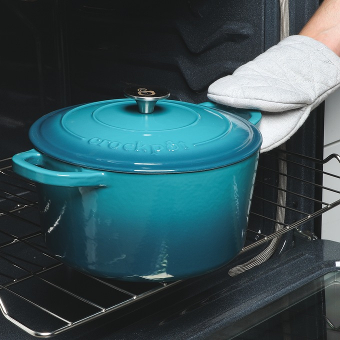 Crock Pot Artisan 6-qt. Enameled Cast Iron Dutch Oven with Lid, Teal Ombre, large
