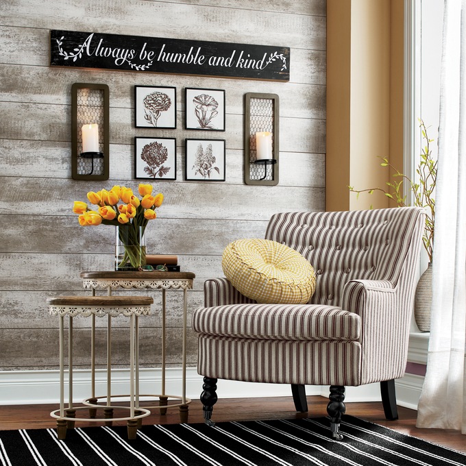 Set of 4 Vintage Floral Wall Art Country Door