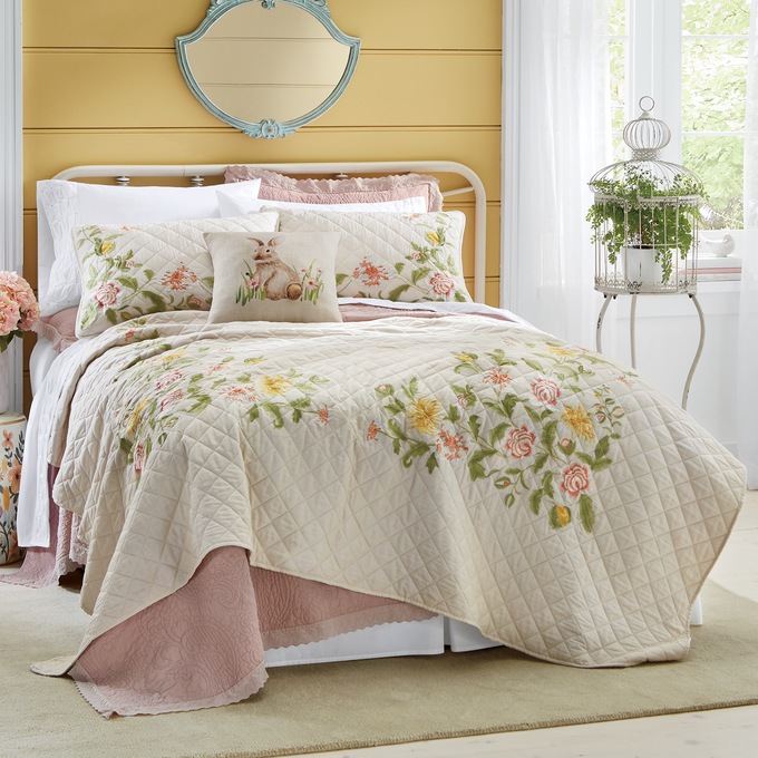 Liz Embroidered Oversized Quilt, , large
