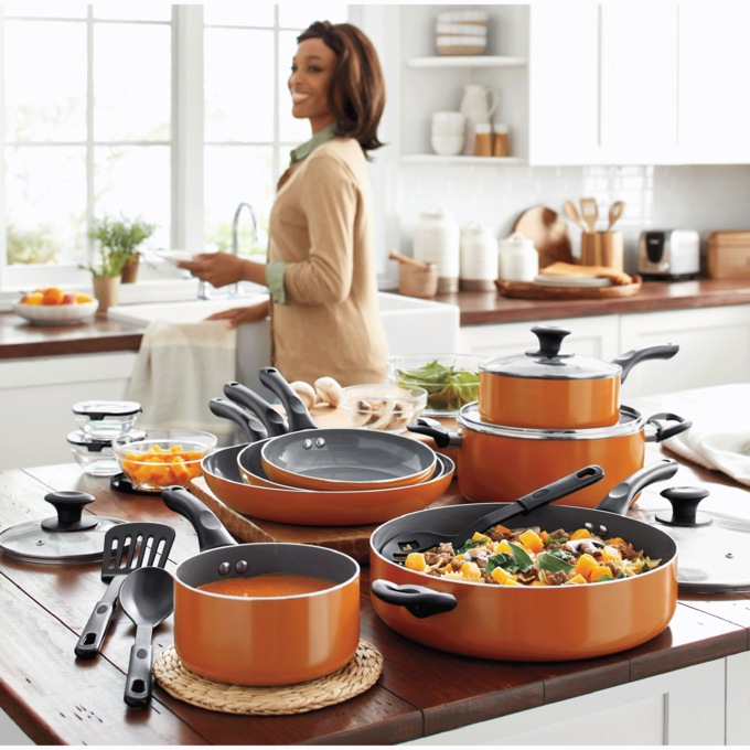 Ginny’s 24-Piece Essential Cookware Set, Sunset Orange, large
