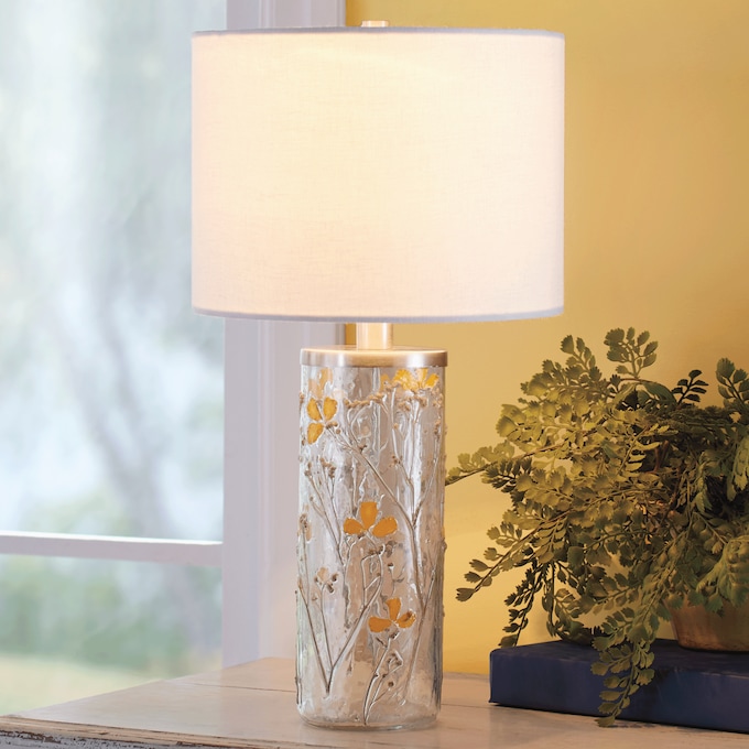 Dried Floral Seeded Glass Lamp, , large