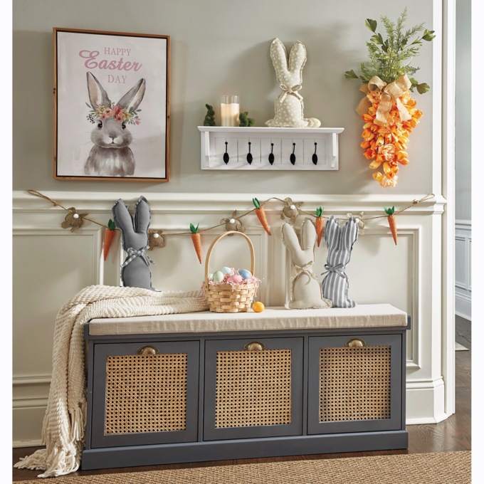 Beadboard Shelf with Hooks, , large