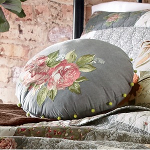 Jessica Simpson Floribunda Embroidered Round Pillow, , large