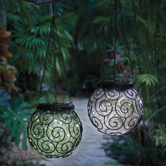 Set of 2 Solar Hanging Orbs, , large