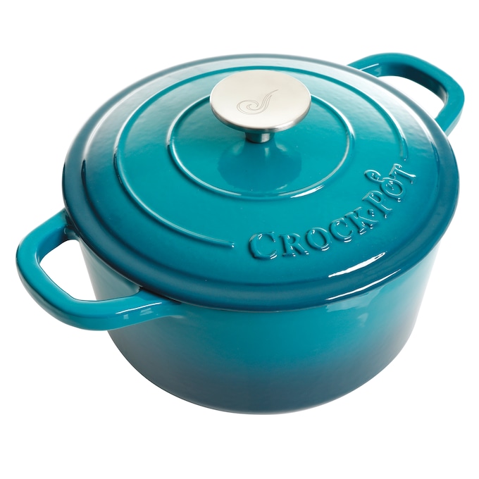 Crock Pot Artisan 3-qt. Enameled Cast Iron Dutch Oven with Lid, Gradient Teal, large