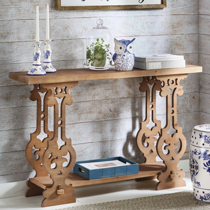 Bennington Wood Console Table, Brown, large