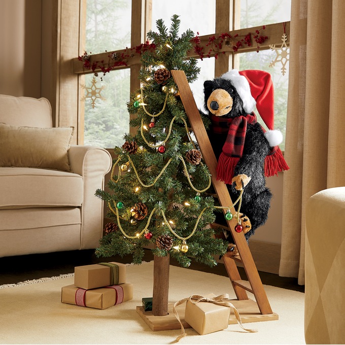 Lighted Bear Climbing Tree, , large