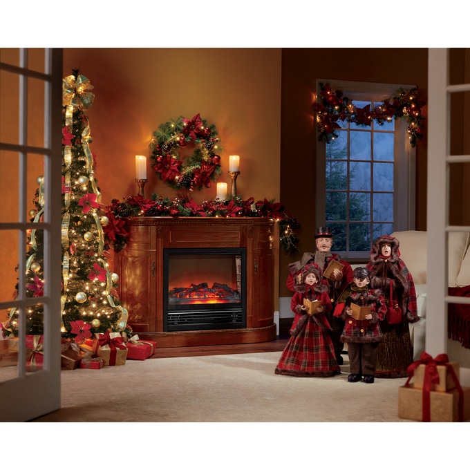 6-ft. Lit Poinsettia Garland, , large