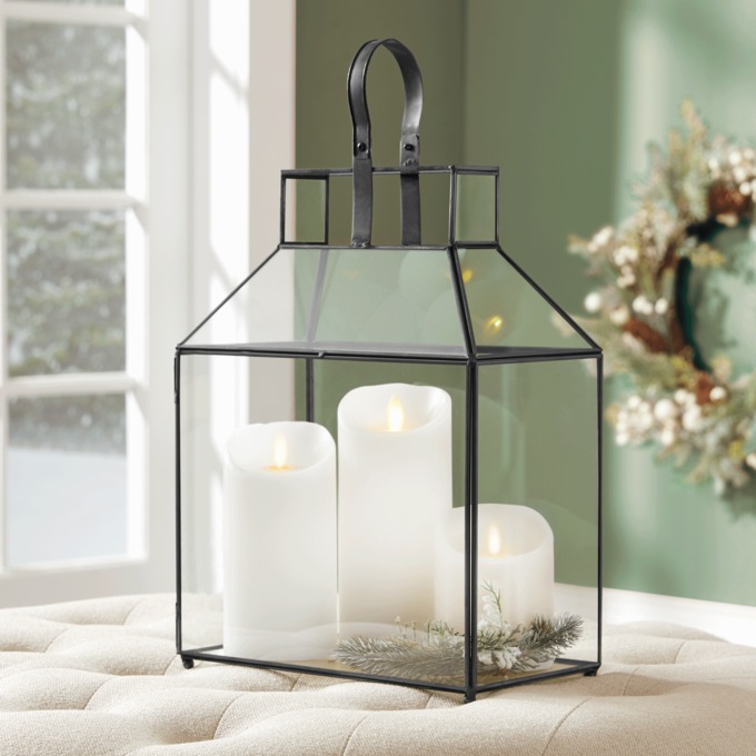 Rectangular Glass and Metal Lantern, , large