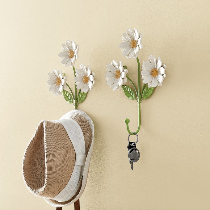 Set of 2 Daisy Wall Hooks, , large