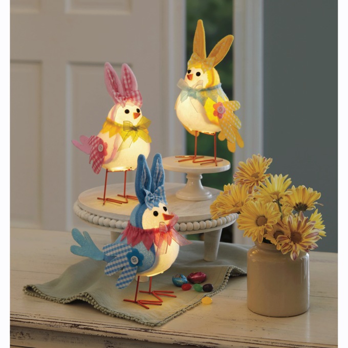 Set of 3 Lit Easter Birds, , large