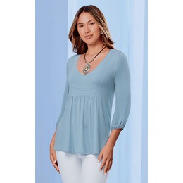 Gathered Ticking Knit Top, , large