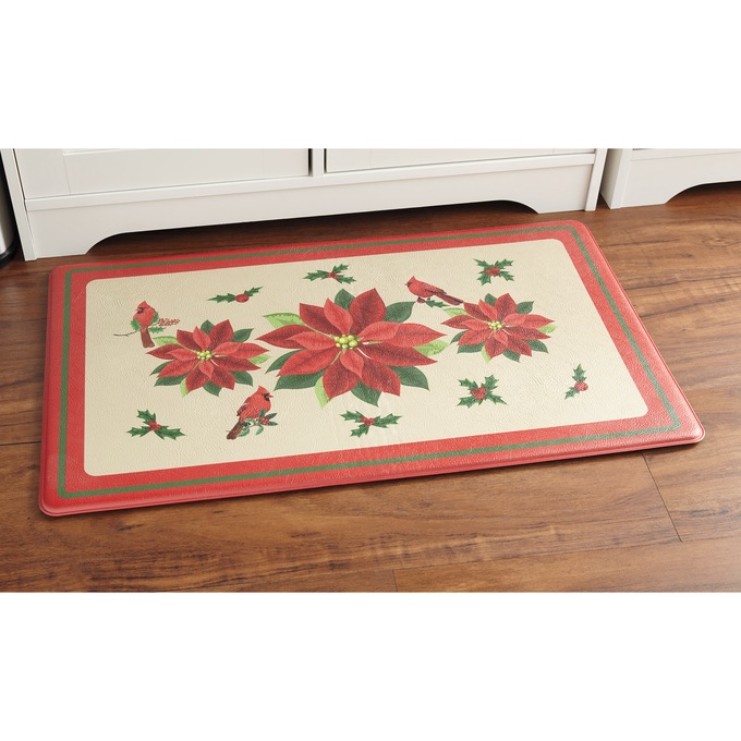 Poinsettia and Cardinal Anti-Fatigue Mat - 18" x 30", , large