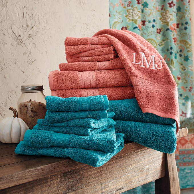 8pc Cotton Bath Towel Set Coral