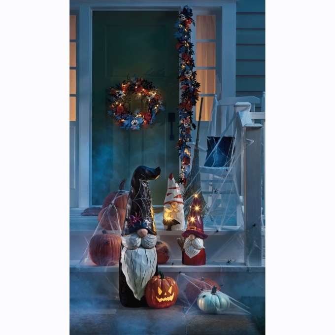 Lit Halloween Floral Garland, , large