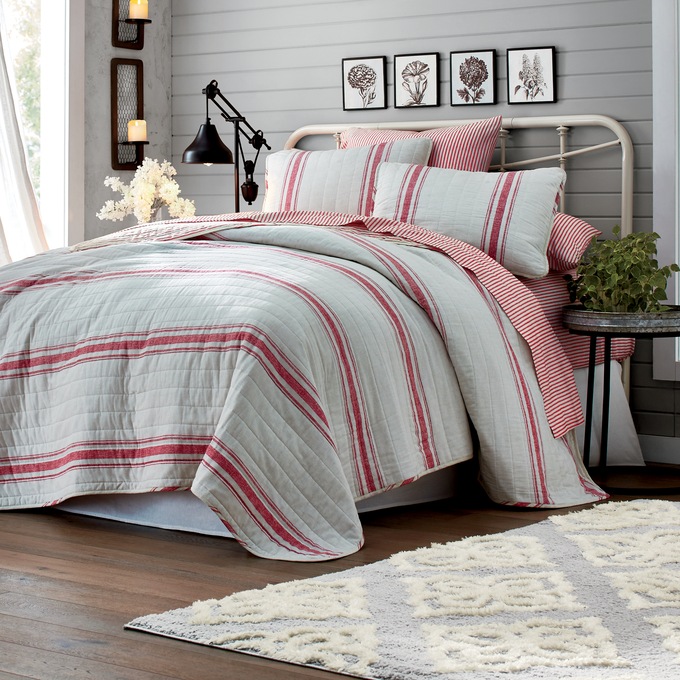 Farmhouse Stripe 3-Piece Quilt Set, , large
