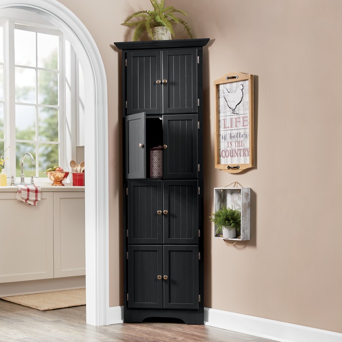 Tall corner utility outlet cabinet