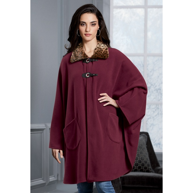 Burgundy cape coat sales