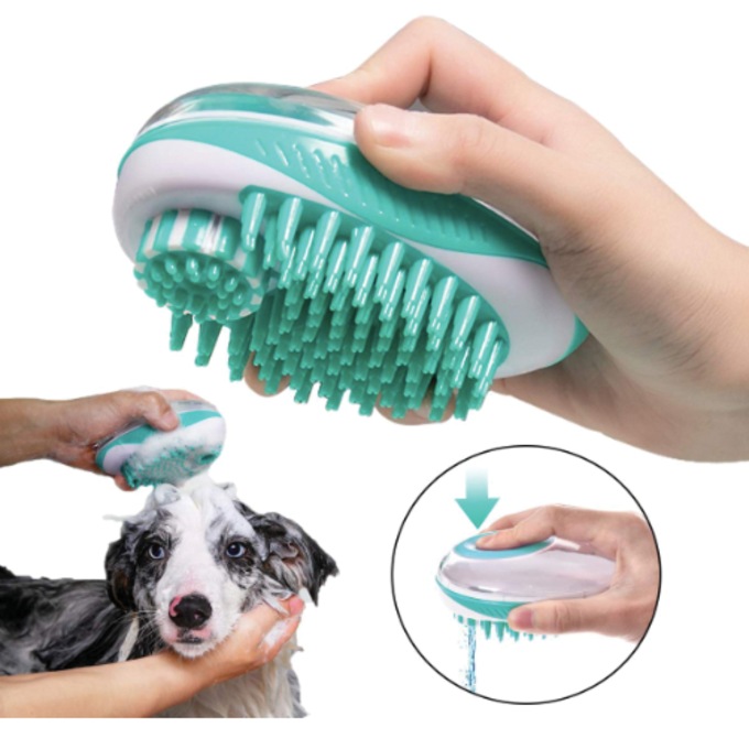 Pet Life Swasher Shampoo Dispensing Massage and Bathing Brush, , large