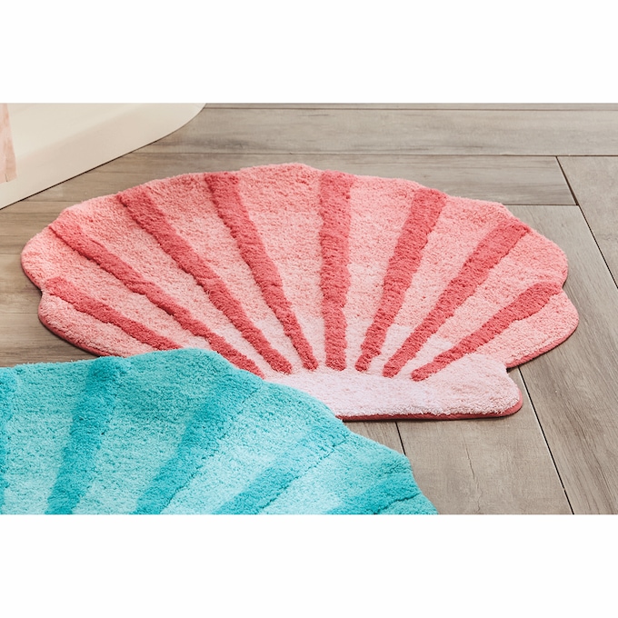 Seashell-Shaped Bath Mat, Coral, large