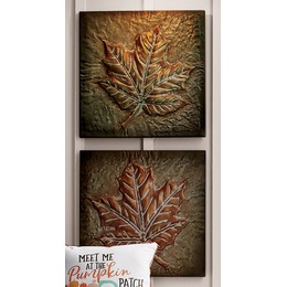 Set of 2 Metal Leaf Wall D&amp;eacute;cor, , large